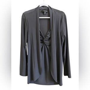 Frank Lyman Women’s Size 14 Twist Knot Draped Overlay Dress Gray Stretch- Canada